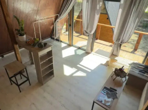 Шале А-фрейм Горный приют в эко стиле с потрясающим видом на горы Красной Поляны