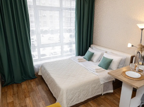 Apartamenty Sibir' House Studia v novom dome radom Ledovyj dvorec, Kuzbass Arena, Kadetskogo korpusa