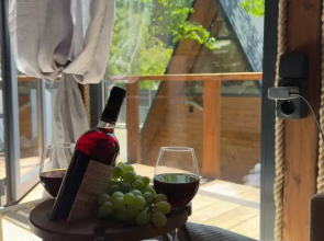 Шале А-фрейм Горный приют в эко стиле с потрясающим видом на горы Красной Поляны