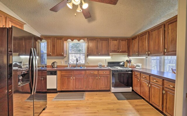 Deck + 2 Fire Pits: Riverfront Spruce Pine Rental!