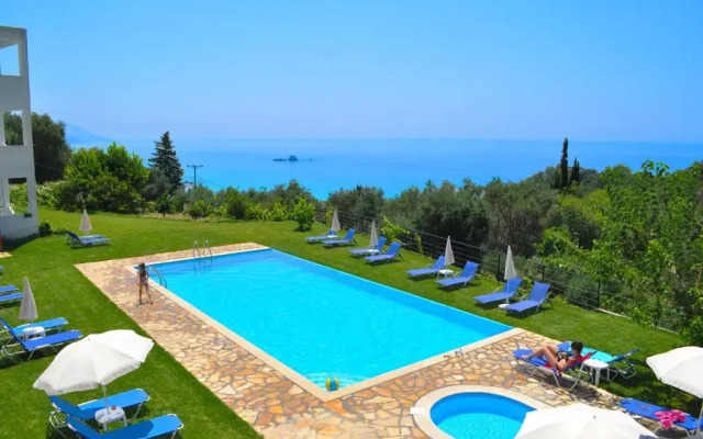 Studio Apartments With Large Swimming Pool and Sea View at Pelekas Beach Corfu