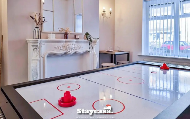 White Cozy House With Pool Table Game Room