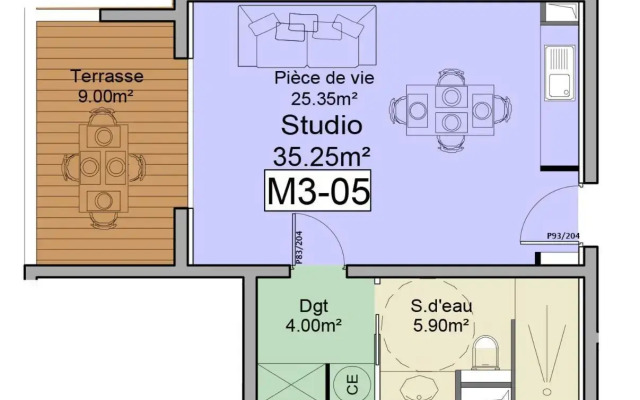 Studio T1 bis vue mer Propriano