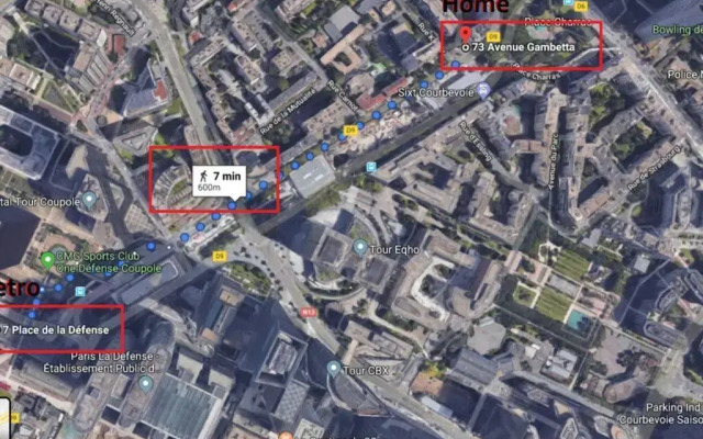 7 min Walk Metro Line 1-La Defense Charras