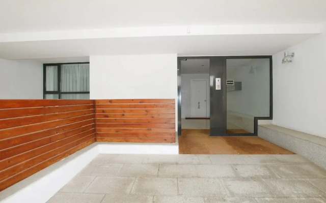 Blue fridge apartment