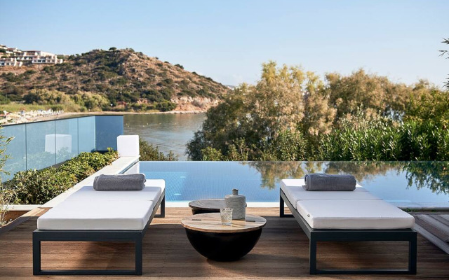 Beachfront villa with a heated pool