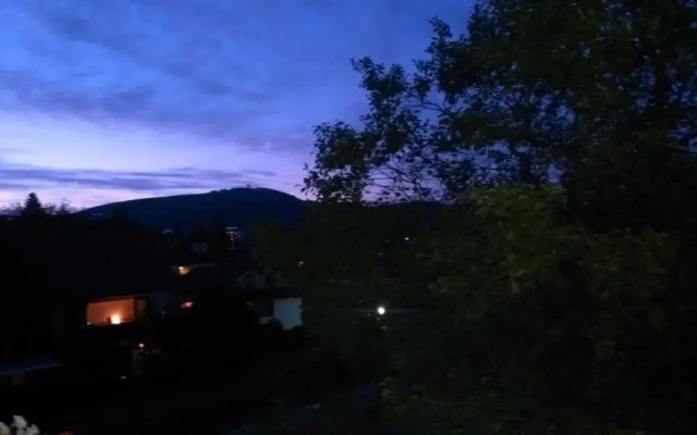 Wurmberg Hexe mit Blick auf den Wurmberg