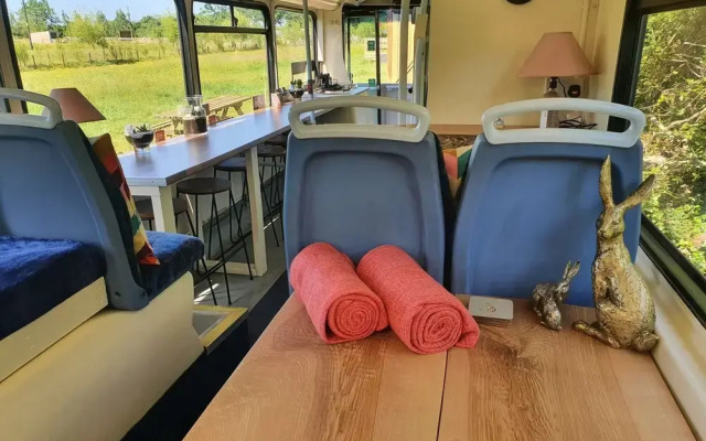 Double Decker Bus on an Alpaca Farm Sleeps 8