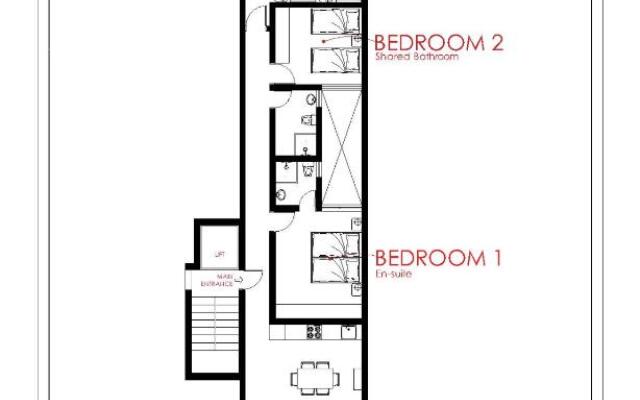 F11-3 Room 2 single beds shared bathroom in shared Flat