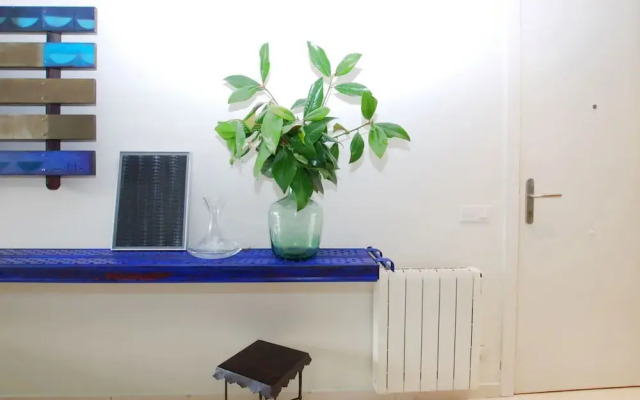 Blue fridge apartment