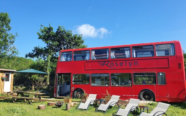 Double Decker Bus on an Alpaca Farm Sleeps 8