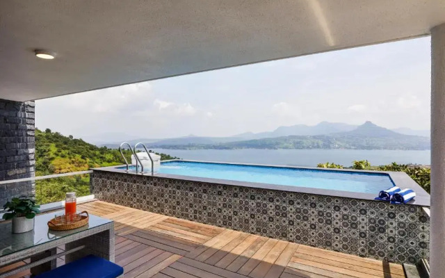 SaffronStays Kaia Waters by Kosha Villas, Pawna - Greek style villa with panoramic view of Pawna lake