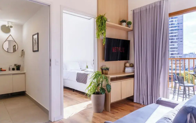 Apt 2 quartos com AC e academia Butantã