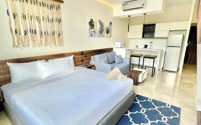 Fresh and Stylish Studio Aldea Zama rooftop pool Mya 109