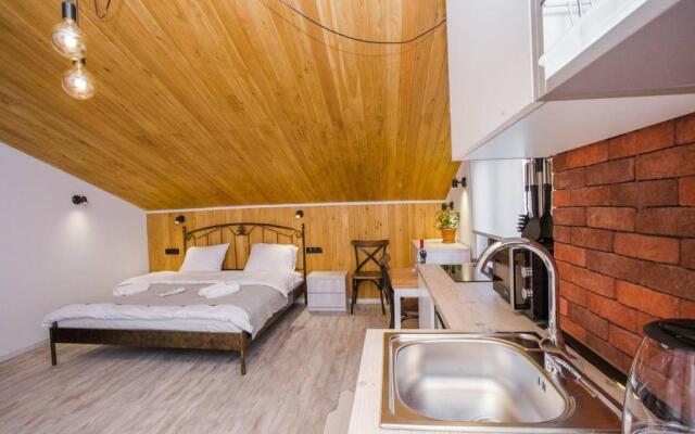 Studio in Old Tbilisi wwooden ceiling