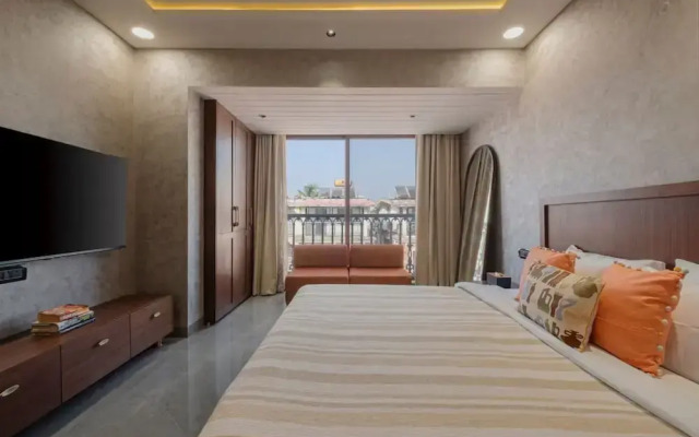 Modern 1BR With Pool 5min Drive to Candolim Beach