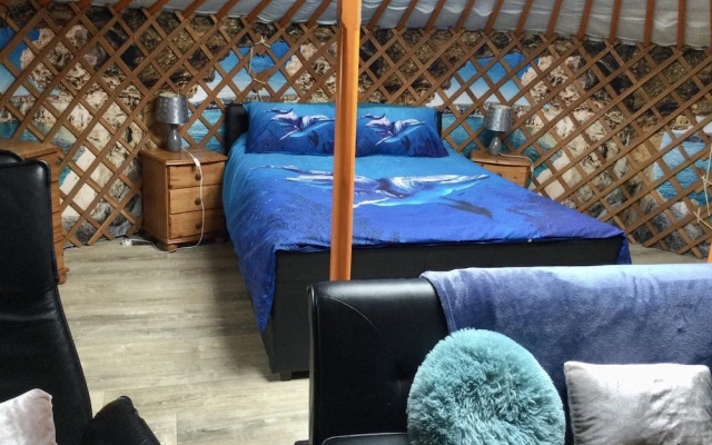 Orange Yurt With Hot Tub- Sleeps 3, Parking & Wifi