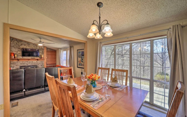 Deck + 2 Fire Pits: Riverfront Spruce Pine Rental!