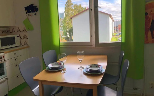 Värikäs puutalokaksio 1-6 hlölle, ilm parkit