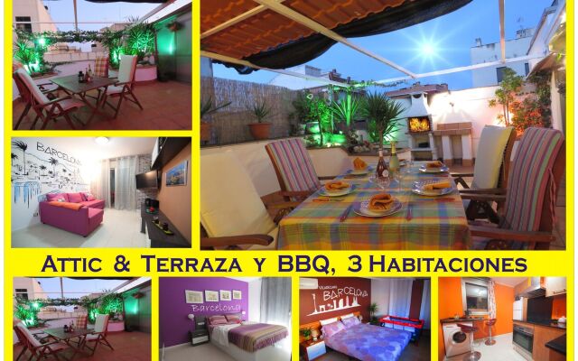 Attic Terrace BBQ, Airport-Barcelona, cerca Playas Castelldefels