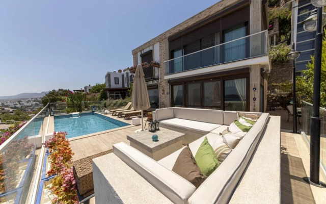 House With Private Pool and Sea View in Bodrum