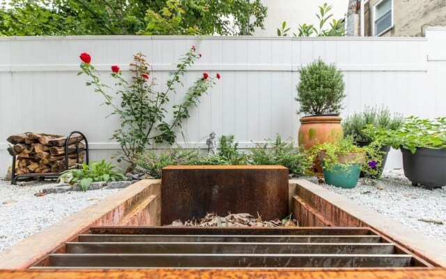 Modern European Home - Garden Patio w/ Firepit