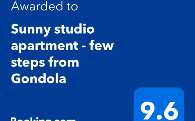 Sunny studio apartment - few steps from Gondola