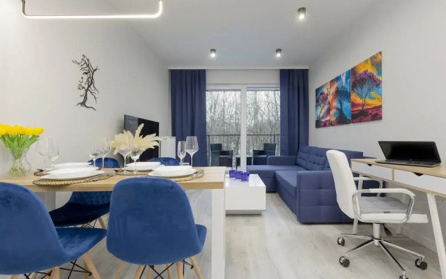 Dark Blue and Grey Apartment by Renters