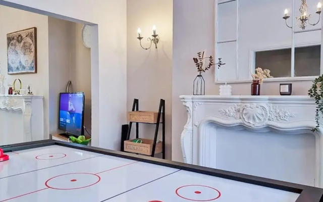 White Cozy House With Pool Table Game Room