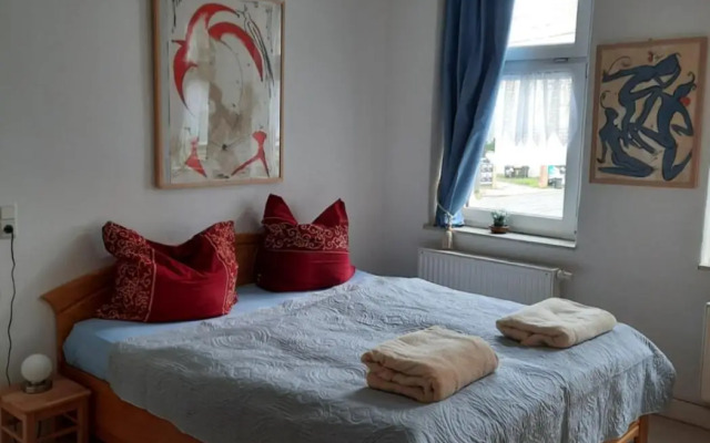 Kunstoase am blauen Haus