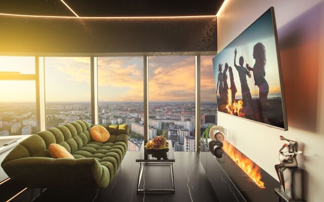 Apartments in Sky Tower with Bathtub near the window