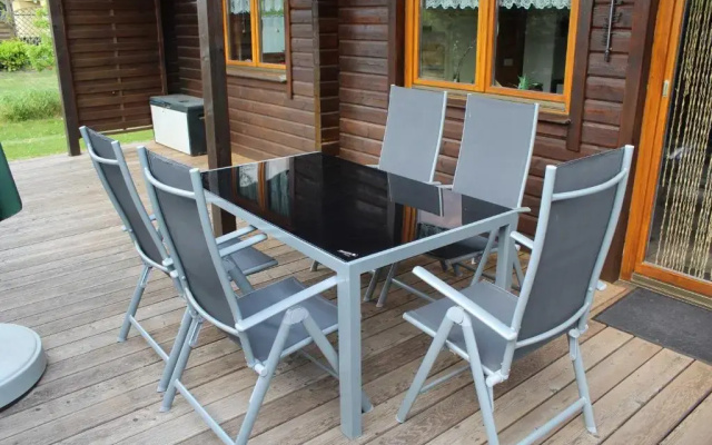 Holzblockhaus mit Kamin am Kite-, Surf- und Badestrand
