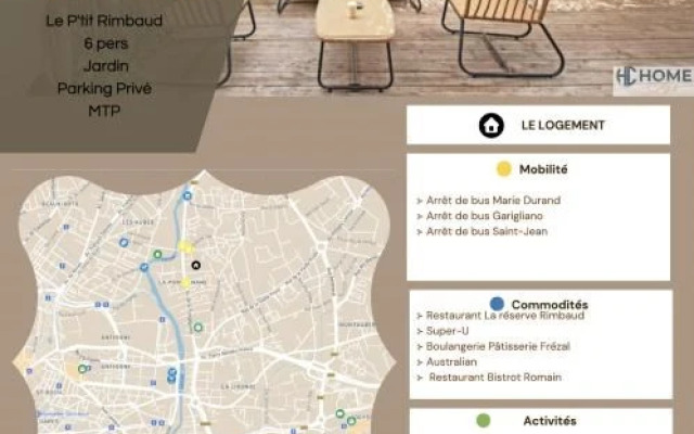 Le P'tit Rimbaud, 6 Pers, parking privé, jardin,wifi