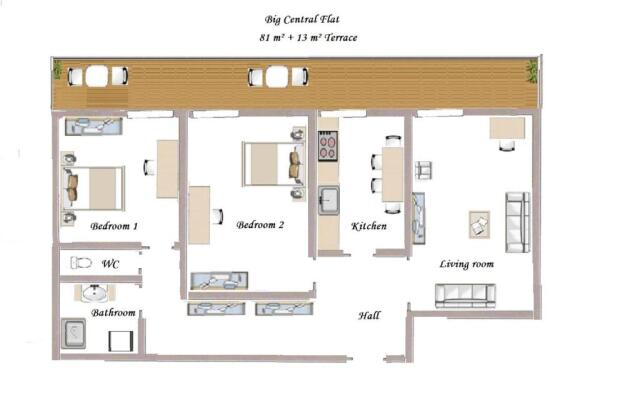 NOTRE DAME - Huge sunny modern 2BR flat - Terrace
