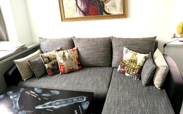Vilnius apartment with stained glass