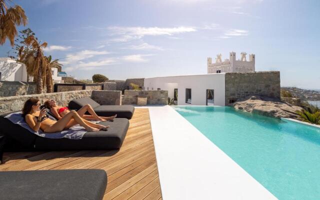 Mykonos Town Black Villa with Cave Heated Pool