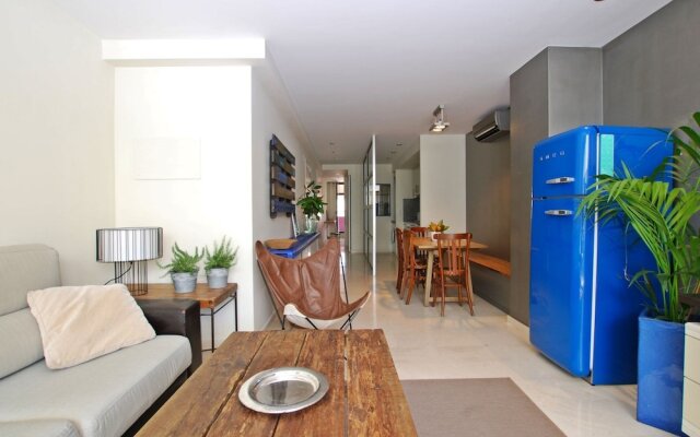 Blue fridge apartment