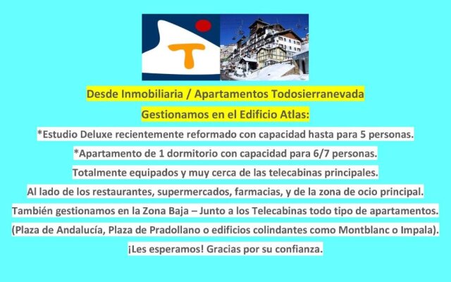 TODOSIERRANEVADA ZONA BAJA - EDIFICIO ATLAS - VISTAS A LA MONTANA - Junto a los Telecabinas