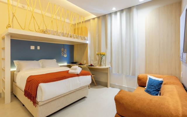 Stay Home Luxo | 1min Praia Gonzaga | Rooftop, Piscina, Sauna & Gym