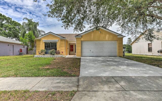 Lanai & Pond at Tranquil Bradenton Retreat!