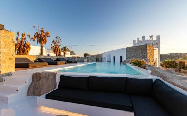 Mykonos Town Black Villa with Cave Heated Pool