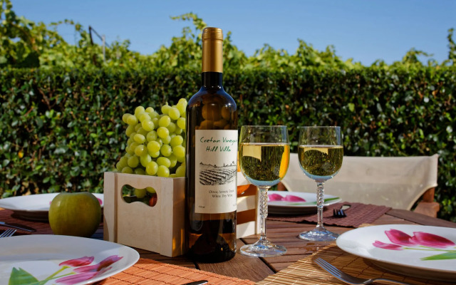 Cretan Vineyard Hill Villa Private Pool, Panoramic View, Beautiful Vineyard