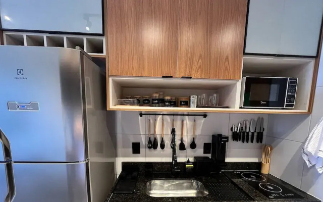Flat luxo com varanda gourmet no Makia