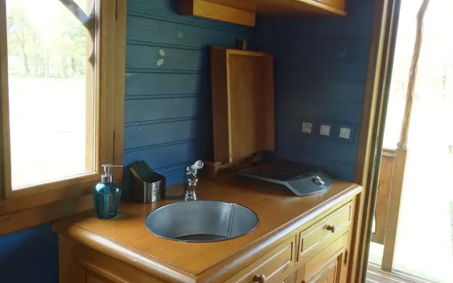 Une roulotte et des chevaux