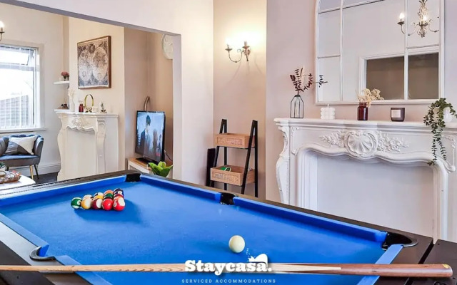 White Cozy House With Pool Table Game Room