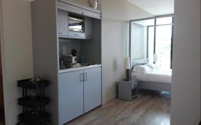 grand studio terrasse de standing vue mer et village