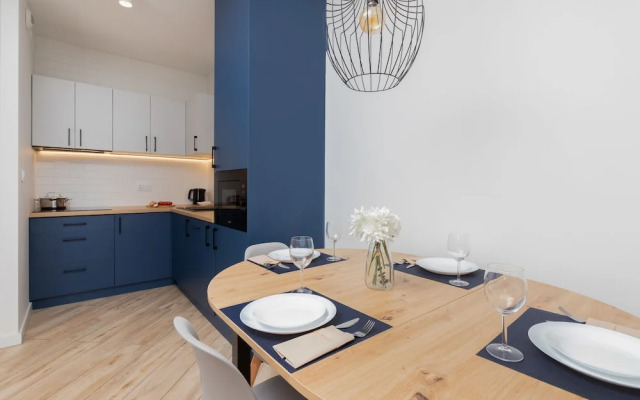 Aesthetic Deep Blue Apartment by Renters