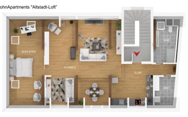 BohnApartments Altstadt-Loft - 85 qm mit Wasserbett, Parkplatz