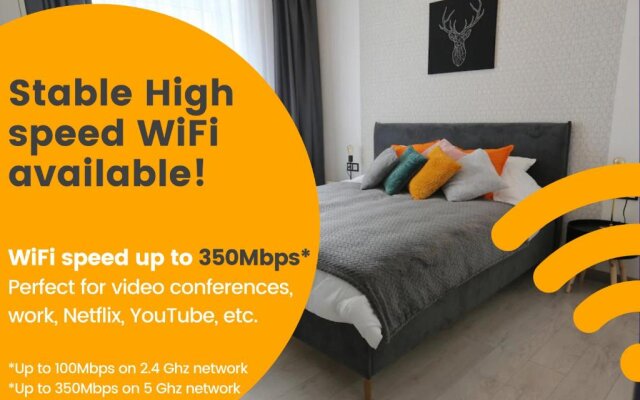 Comfy 2 Room Apartment - Free Parking - 350Mbps WiFi - Netflix