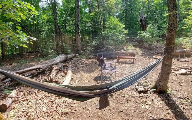 Treetopper 2 Fully Set up Tent Site with BBQ, Firepit, Outdoor Pool & Hiking